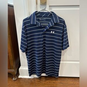 Navy striped underarmour polo